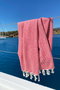 Mijölnir Toalla de Playa Fouta 100% Algodón Roja, 95x190cm, Diseño Panal, Absorbente y Suave para el Verano